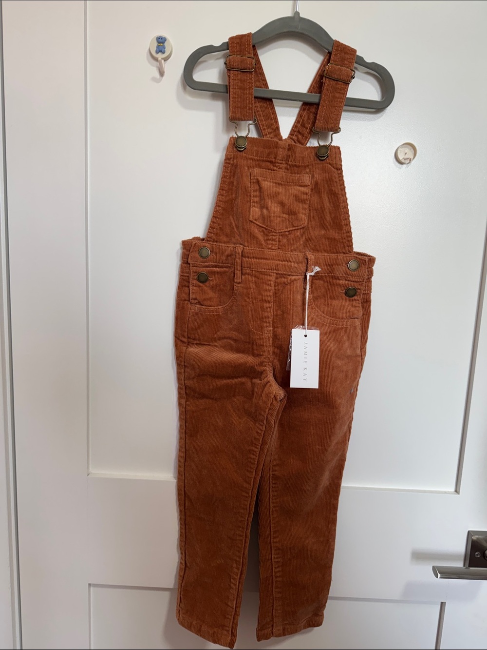 Jamie Kay Rust Corduroy Overalls